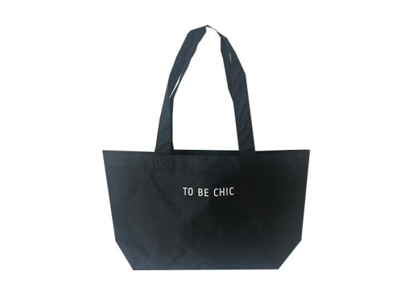 Quality Black 300D Polyester Tote Bags With PU Backing And Inside Drawstring for sale