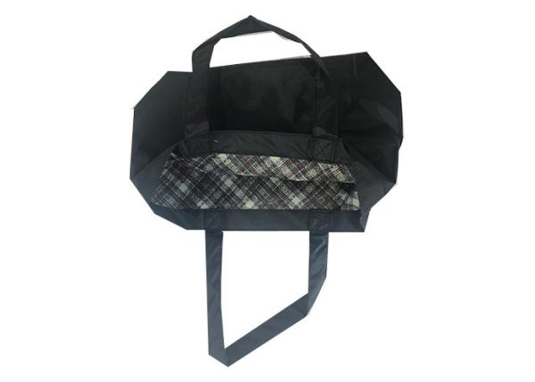 Quality Black 300D Polyester Tote Bags With PU Backing And Inside Drawstring for sale