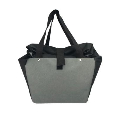 China Black And Grey Polyester Tote Bags With Thread Gluing for Shopping for sale