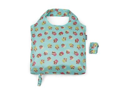 China Big Capacity Fold Up Tote Bag Cupcake Printed Collapsible Grocery Tote for sale