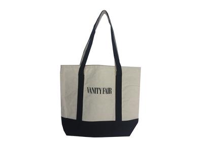 China White 10oz 100 Cotton Tote Bags With Black Handles SEDEX Approval for sale