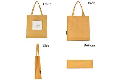 China Yellow 12A Washable Canvas Tote Bags Without Zipper Closure for sale