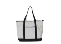 Quality Durable Blue White Cotton Tote Bags Front Zipper Cotton Canvas Grocery Bags for sale