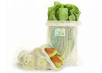 Quality Natural Cotton Mesh Drawstring Tote Bags For Fruits Grocery Supermarket for sale