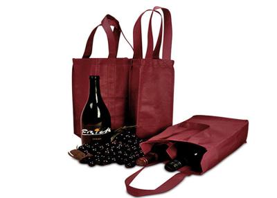 China PP Tote Bag Sustainable 2 Bottle Wine Tote Double Wine Bottle Gift Bag for sale