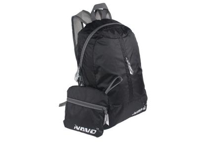 China Black Nylon Foldable Backpack Waterproof Two Way Zip Rucksack for sale