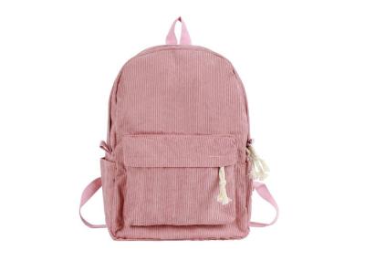 China Customized 100% Cotton Backpack Pink Beige Corduroy Back Pack for sale