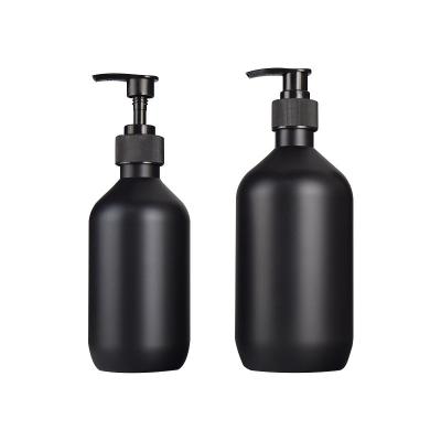 China Matte Black Plastic Shampoo Pump Bottle PET Round 300ml 500ml for sale