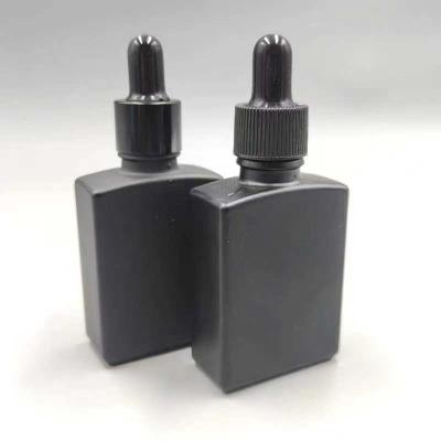 China 30ml 50ml Essential Oil Dropper Bottle Black Frosted Square for sale