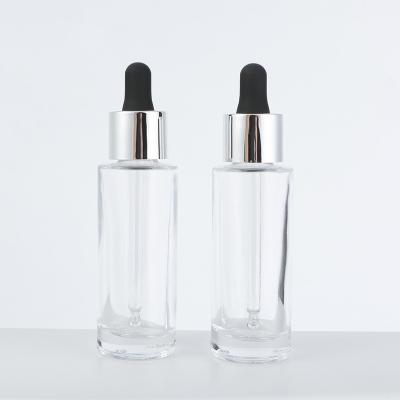 China Transparent Glass Essential Oil Dropper Bottles 30ml 50ml Empty for sale