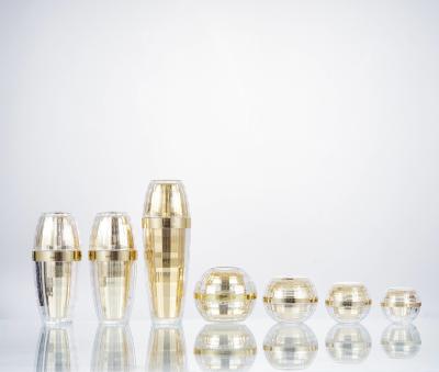 China Envase cosmético de lujo personalizado Acrílico Oro 15g 30g 50g 80ml 100ml Tarro de crema facial y botella de loción en venta