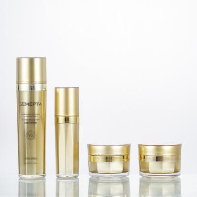 China 15g 30g 80ml 100ml Luxury Cosmetic Packaging Acrylic Gold Cream Jar Lotion Bottle for sale