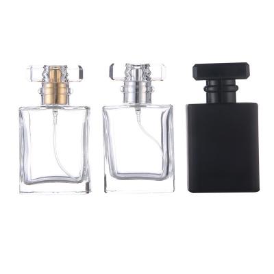 China 30ml 50ml Customizable Glass Mist Spray Bottle Luxury Empty Square Perfume Bottle for sale