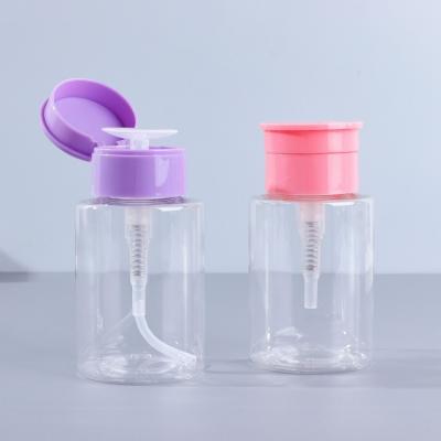 China 100ml 150ml 200ml Plastic Flip Top Pump Bottle For Nail Polish Makeup Remover for sale
