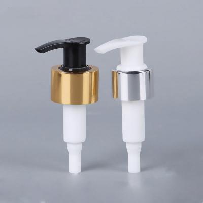 China 24/410 24mm Lotion Dispenser Pump Gold And Silver Aluminum Shampoo Shower Gel Soap Pump for sale