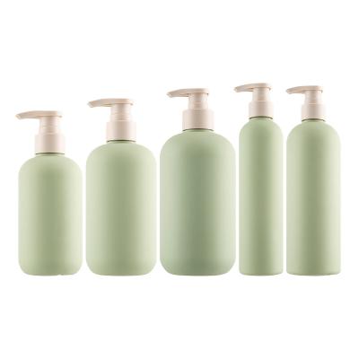 China 200ml 500ml Plastic Shampoo Pump Bottle HDPE Green Lotion Shower Gel Body for sale