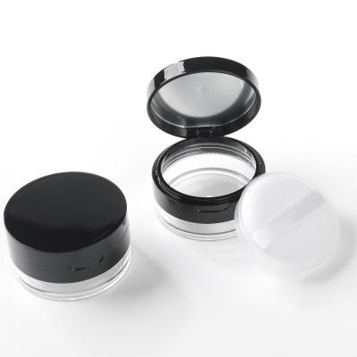 China 20g Clear Plastic Loose Powder Finishing Powder Cosmetic Jar With Mirror Lid for sale