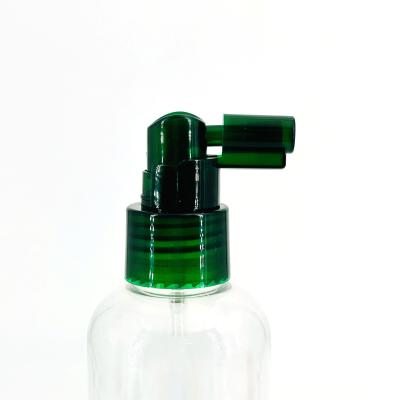 China 24mm 24/410 Green Plastic Long Nozzle Oral Nasal Spray Pump Head With Half Cap for sale