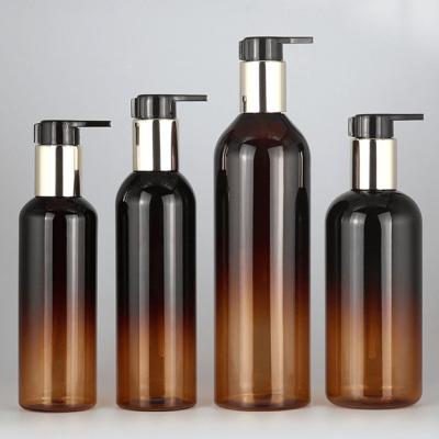 China Amber Lotion Shower Conditioner Plastic Pump Shampoo Dispenser Bottle 7.4oz 13.5oz for sale