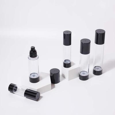 China 5ml 10ml 15ml 30ml Black Airless Pump Lotion Bottles Empty Foundation Bottle With Pump for sale