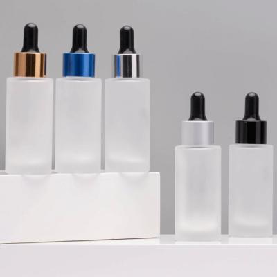 China 2 oz 1oz 30ml 15ml 5ml white Frosted Glass Essential Oil Bottles With Dropper Eye for sale