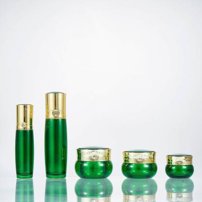 China 30ml 50ml 15g 50g Skincare Luxury Makeup Packaging Acrylic Luxury Cosmetic Containers Jar Green for sale