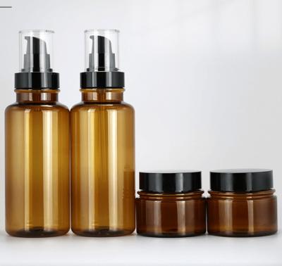 China Brown Glass Amber Cream Jar Containers 100ml 250ml 500ml Amber Glass Ointment Jar for sale