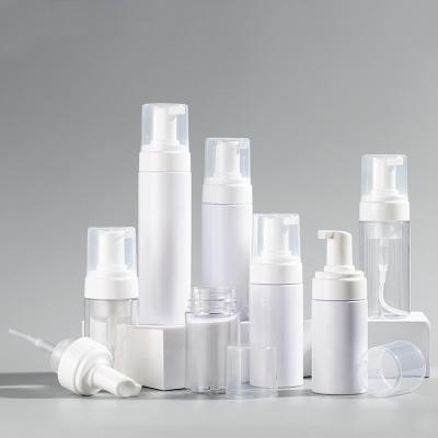China PET Refillable Plastic Pump Bottle Travel Size Face Wash Pump Bottle Facial Foam Bottle Round Shape for sale