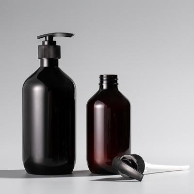 China 400ml 500ml 16oz Dark Black Plastic Shampoo Bottle Dispenser 32 Oz 1000ml 1 Litre Shampoo Bottle Pump for sale