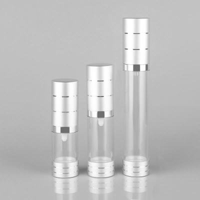 China Aluminum Silver Airless Vacuum Pump Bottle Lotion Dispenser Plastic for sale