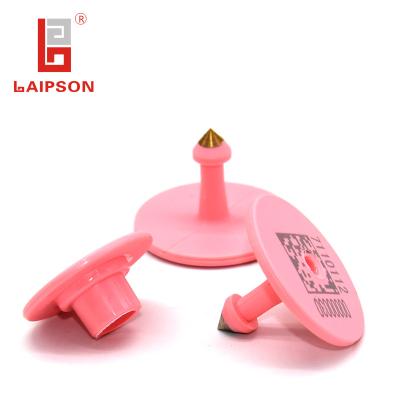 China Stable UHF Pink Goat Cow Sheep Button Ear Tags 32*28mm ISO18000-6C Stadard for sale