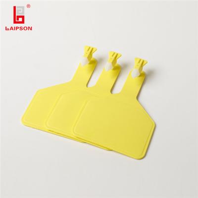 China 113*75mm Alien H3 Zee type UHF 860-960mhz long distance 8-10m Cattle ear Tags ISO18000-6C(EPC GEN2) in yellow for sale