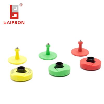 China LF RFID Button Ear Tags Round Size 30mm Ucode 8 Chip For Pig Sheep Cattle for sale