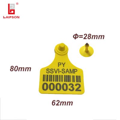 China Tpu Material Cattle Ear Tags 80*62mm Tamperproof Ear Tag Yellow Color for sale