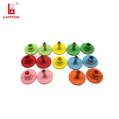 China Livestock 28*22*2mm Custom Button Ear Tags Laser Printing Number for sale