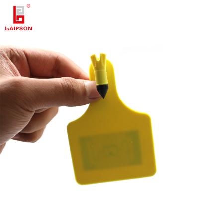 China LAIPSON 95mm UHF RFID 6m long distance yellow z type cattle ear tag for sale