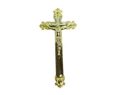 China Catholic crosses and crucifixes , Funeral crucifix with Gold Silver or Copper color for sale