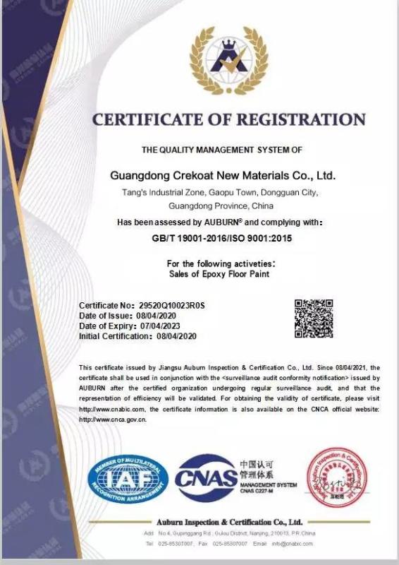 ISO - Guangdong Crekoat New Materials Co., Ltd.