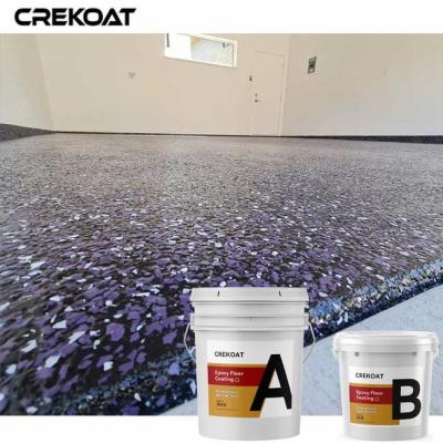 China Commercial Areas Paint Chip Epoxy Floor Coating With Blending Decorative Flakes for sale