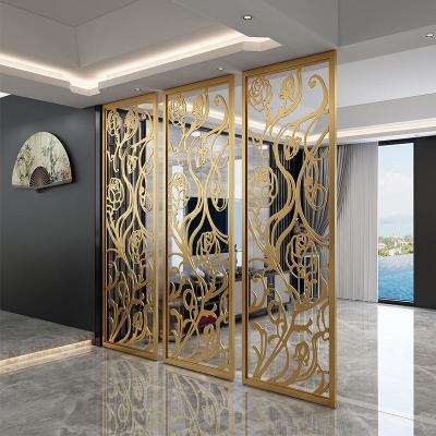 China Customized Golden Decorative Aluminum Metal Room Divider Partition Wall à venda