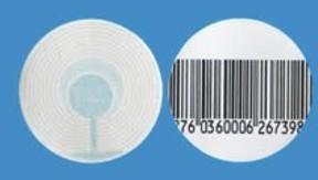 China White / Black 1.57 Inch EAS RF Label 4 X 4 Round 8.2MHz for Supermarket for sale