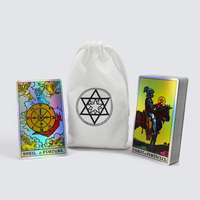 China Custom Printed Premium Holographic Tarot Cards With Bag Print Make Luxury Rider Tarot Card With Guidebook for sale