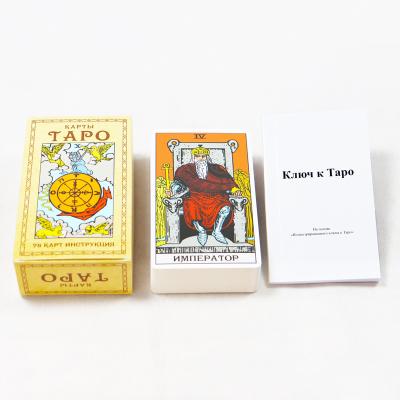 China Cartas de tarot de Rusia personalizadas de fábrica, cartas de tarot de afirmación de papel personalizadas, baraja de cartas de juego con caja en venta
