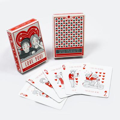 China High Durability Custom Playing Cards Couple Love Poker Cards 4 Pantone Colors Printed for sale