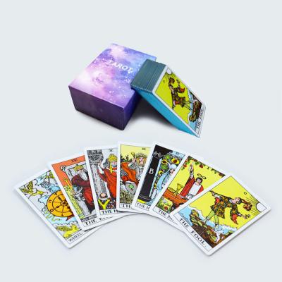 China Original Blue Edge Miniature Tarot Cards Print Romance Purple Tarot Card With Pouch for sale