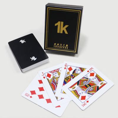 中国 0.3mm Waterproof Plastic Playing Cards Custom Logo Advertising Poker Deck Of Cards 販売のため