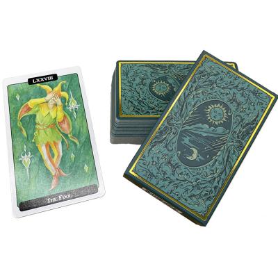 China Beautiful Green Cute Printable Tarot Cards 350 Gsm Artpaper for sale