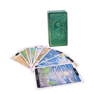 China cartas de tarot de 100x150m m con los naipes Matt Golden Foil Green Color en venta