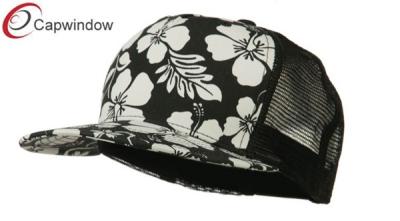 Chine Chapeau floral de maille de camionneur de 5 panneaux, chapeau en nylon de camionneur de fourgons de tissu de coton adulte femelle à vendre