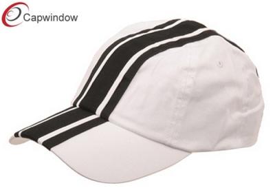 China White Black Low Profile Racing Stripe Cotton Twill Racing Baseball Caps for sale
